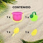 Juego de Arena y Playa, cubo, pala, regadera y molde (Rosa)