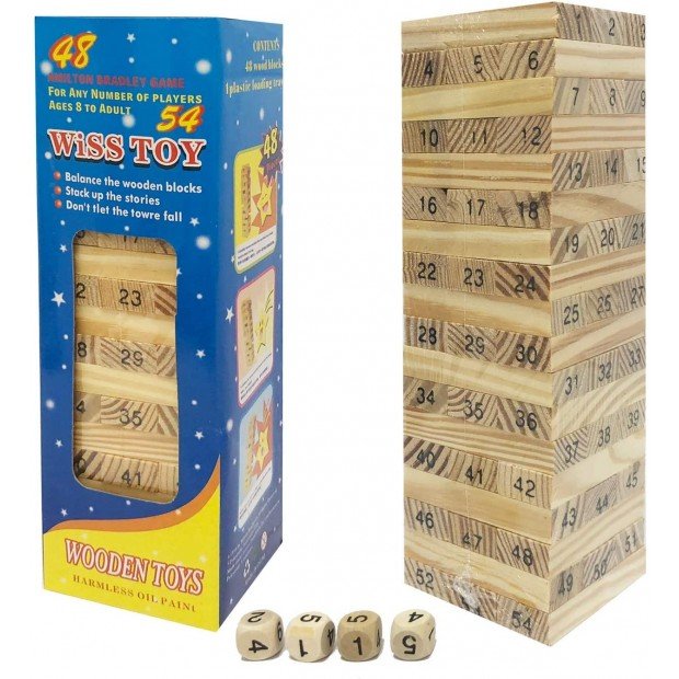 Jenga de Números 20cm (54 piezas)