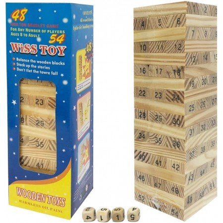 Jenga  de Números Pequeño 17cm (54 piezas)